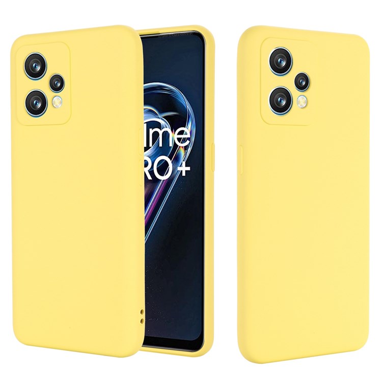 For Realme 9 4G / Narzo 50 Pro 5G  Liquid Silicone Case Anti-scratch Good Protection Cover with Strap - Yellow