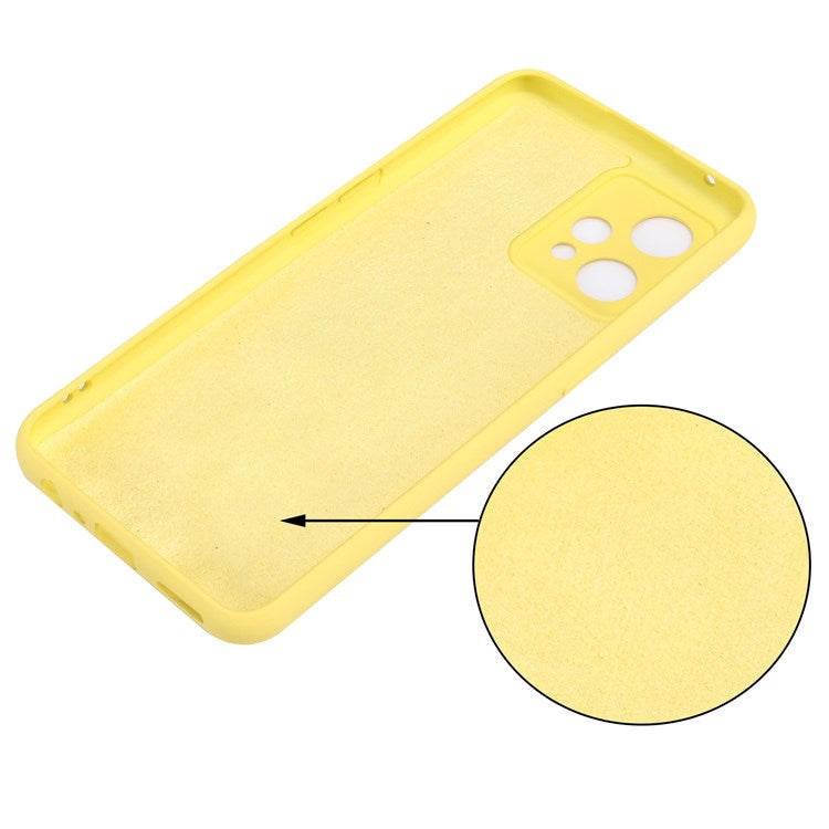 For Realme 9 4G / Narzo 50 Pro 5G  Liquid Silicone Case Anti-scratch Good Protection Cover with Strap - Yellow