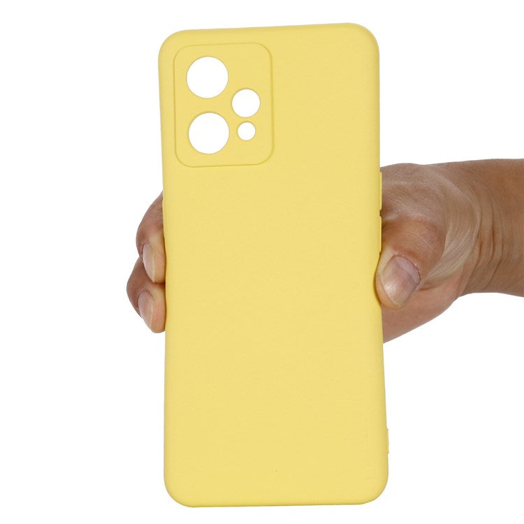 For Realme 9 4G / Narzo 50 Pro 5G  Liquid Silicone Case Anti-scratch Good Protection Cover with Strap - Yellow