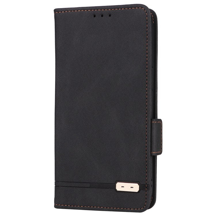 For Realme GT Neo3 Hardware Decor Foldable Stand Phone Wallet Case Double Magnetic Clasps PU Leather Protective Cover - Black