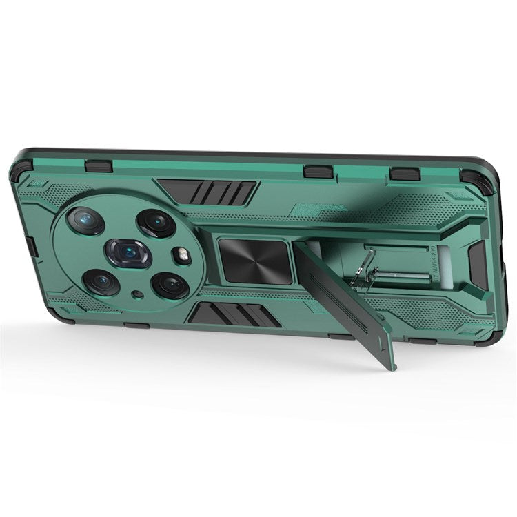 For Honor Magic4 Pro 5G Hybrid Kickstand Phone Case Hard PC Soft TPU Shock-Absorbing Cover - Green