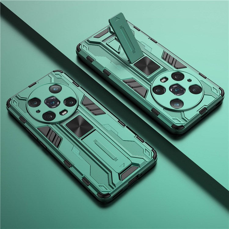 For Honor Magic4 Pro 5G Hybrid Kickstand Phone Case Hard PC Soft TPU Shock-Absorbing Cover - Green