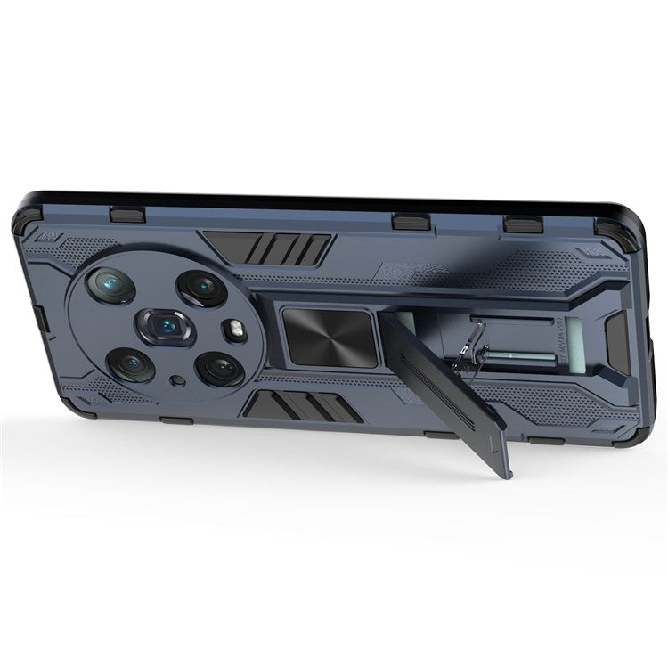 For Honor Magic4 Pro 5G Hybrid Kickstand Phone Case Hard PC Soft TPU Shock-Absorbing Cover - Blue