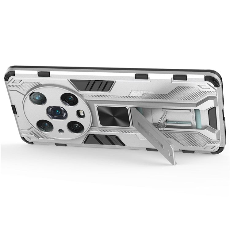 For Honor Magic4 Pro 5G Hybrid Kickstand Phone Case Hard PC Soft TPU Shock-Absorbing Cover - Silver