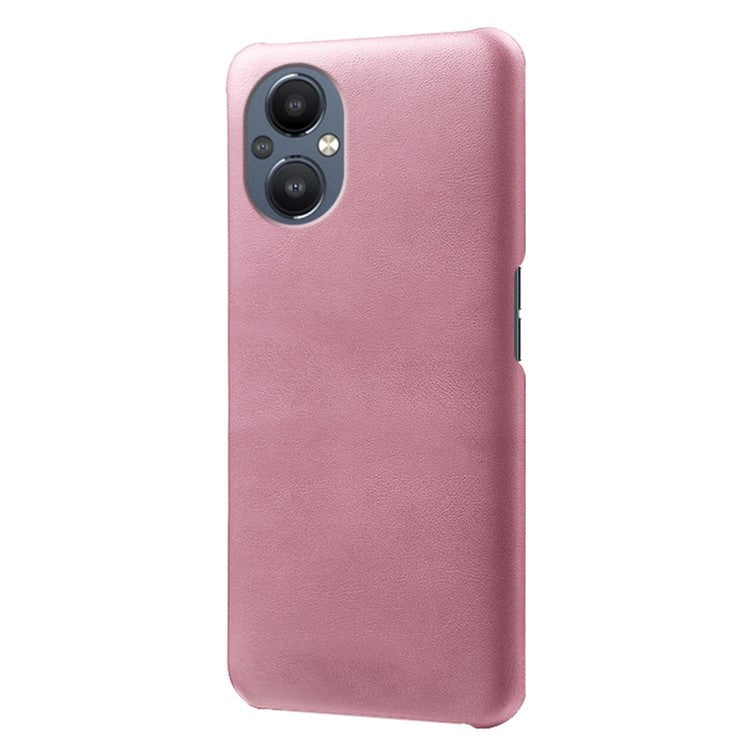 Protective Phone Case for Oppo Reno8 Lite 5G, Textured PU Leather Coated Hard PC Cover - Rose Gold