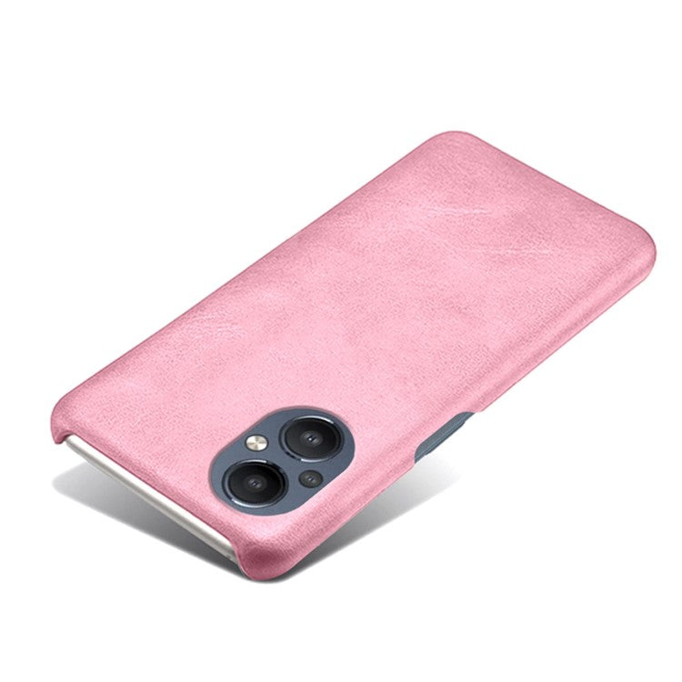 Protective Phone Case for Oppo Reno8 Lite 5G, Textured PU Leather Coated Hard PC Cover - Rose Gold