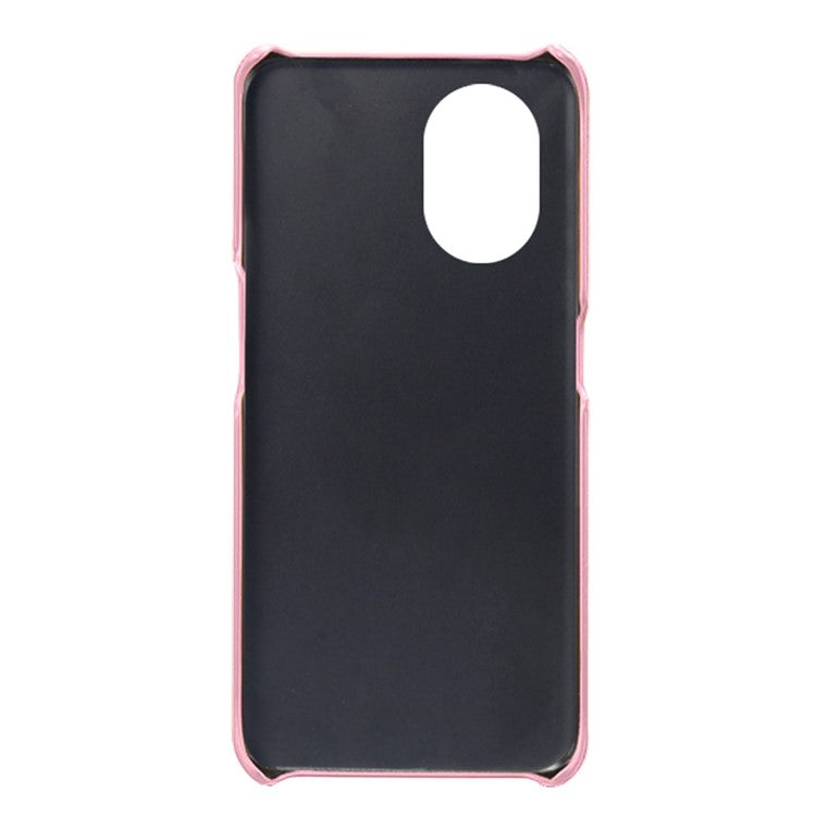 Protective Phone Case for Oppo Reno8 Lite 5G, Textured PU Leather Coated Hard PC Cover - Rose Gold