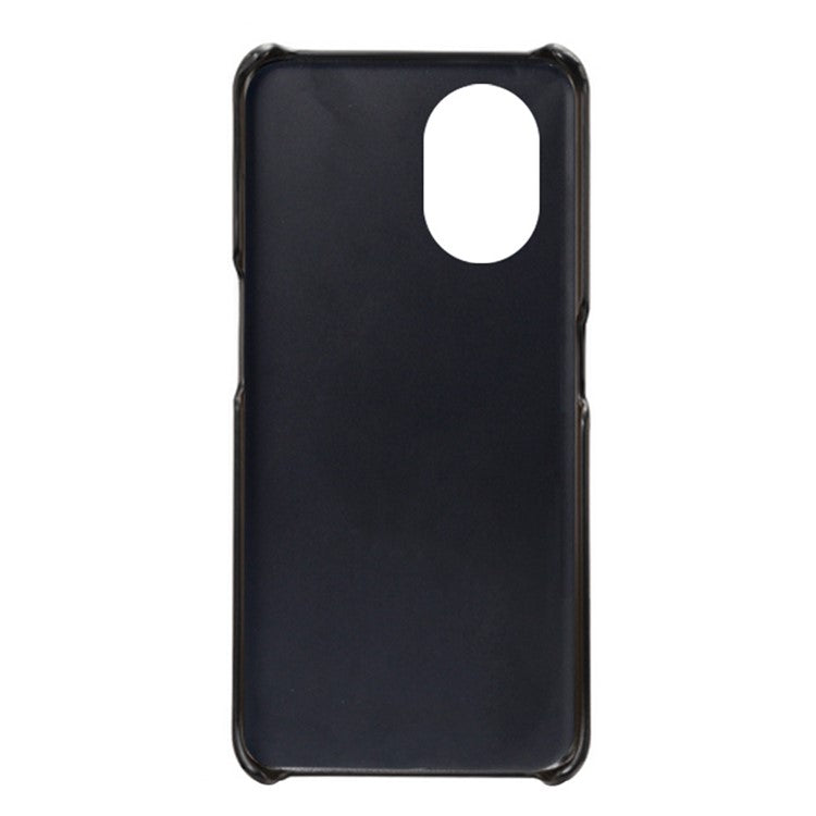Protective Phone Case for Oppo Reno8 Lite 5G, Textured PU Leather Coated Hard PC Cover - Black