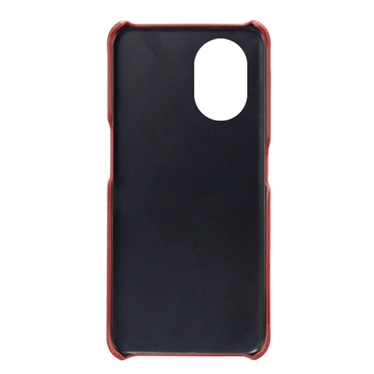 Protective Phone Case for Oppo Reno8 Lite 5G, Textured PU Leather Coated Hard PC Cover - Red