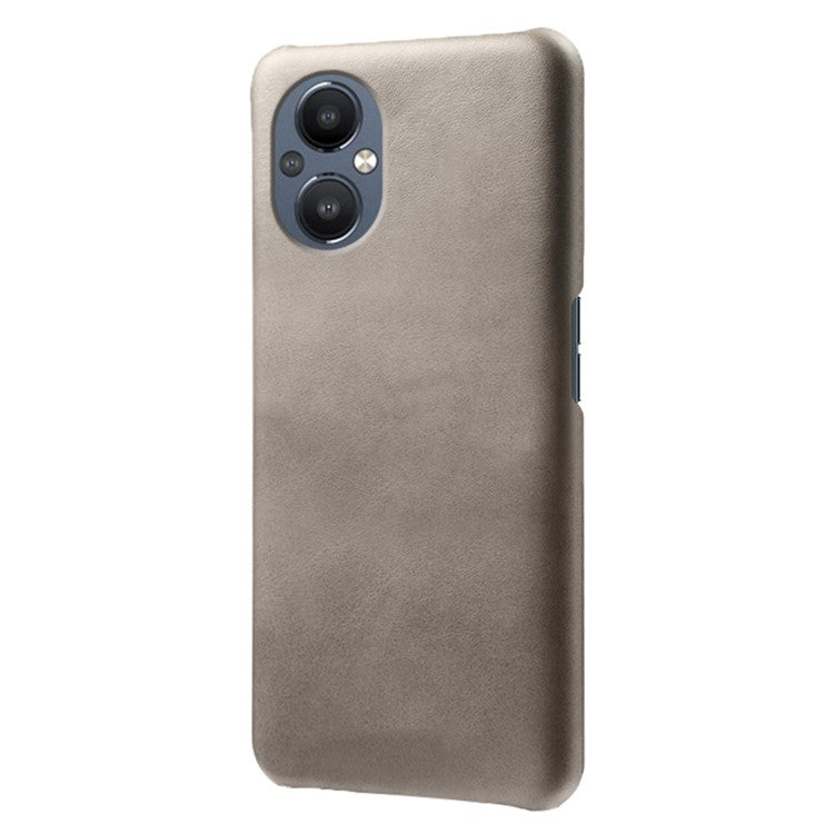 Protective Phone Case for Oppo Reno8 Lite 5G, Textured PU Leather Coated Hard PC Cover - Grey