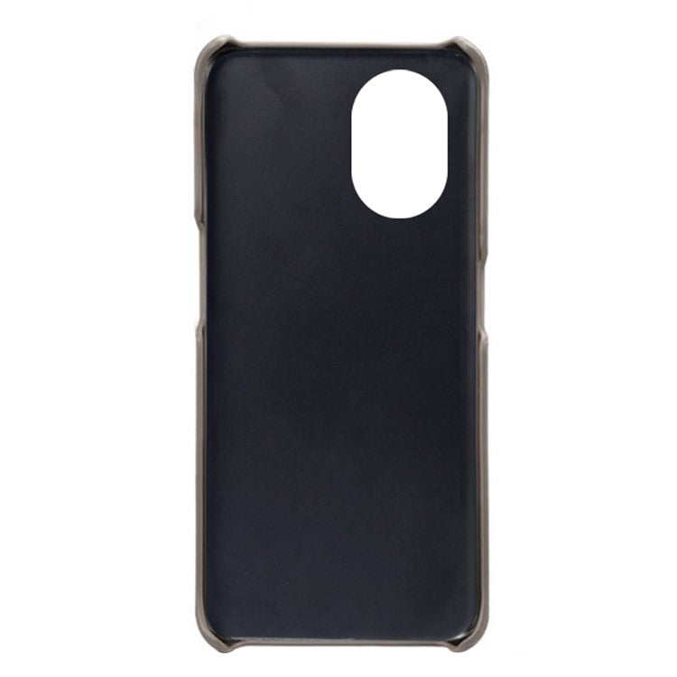 Protective Phone Case for Oppo Reno8 Lite 5G, Textured PU Leather Coated Hard PC Cover - Grey