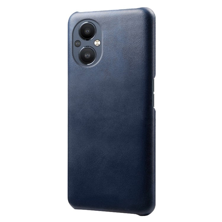 Protective Phone Case for Oppo Reno8 Lite 5G, Textured PU Leather Coated Hard PC Cover - Blue