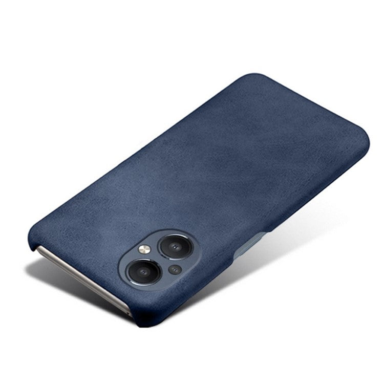 Protective Phone Case for Oppo Reno8 Lite 5G, Textured PU Leather Coated Hard PC Cover - Blue