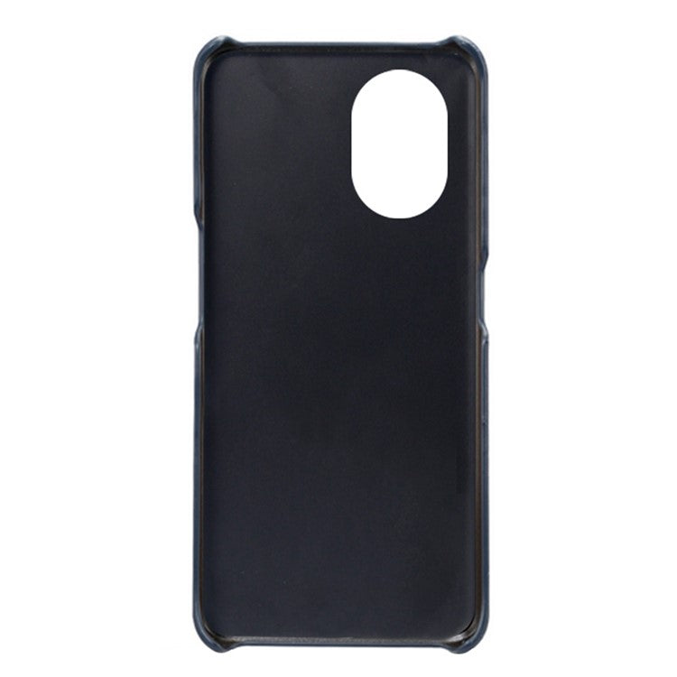 Protective Phone Case for Oppo Reno8 Lite 5G, Textured PU Leather Coated Hard PC Cover - Blue