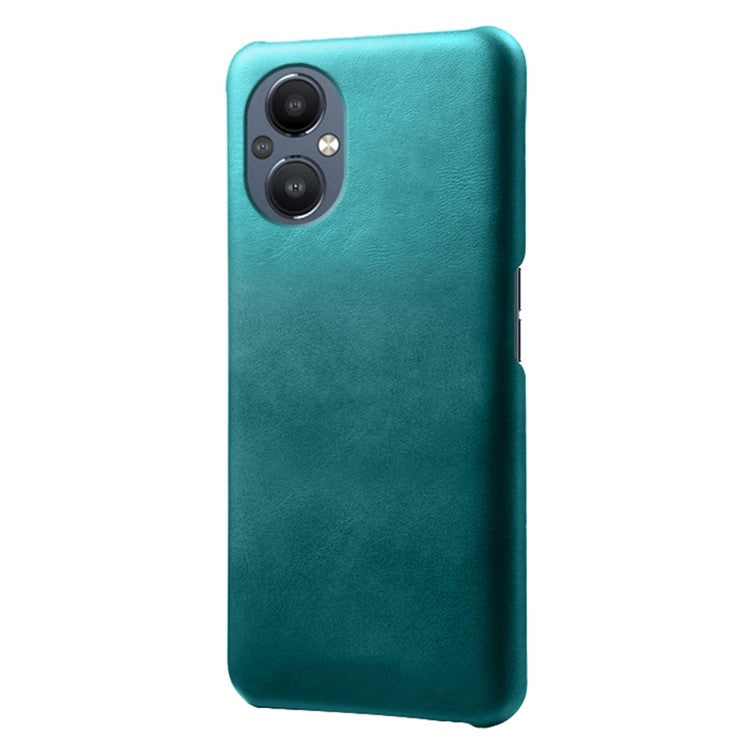 Protective Phone Case for Oppo Reno8 Lite 5G, Textured PU Leather Coated Hard PC Cover - Green