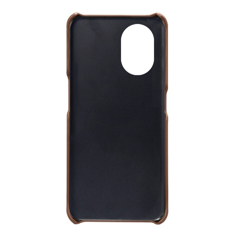 Protective Phone Case for Oppo Reno8 Lite 5G, Textured PU Leather Coated Hard PC Cover - Brown