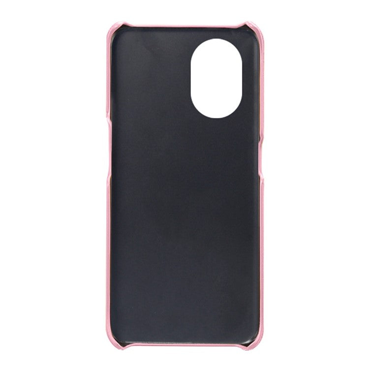 PU Leather Coated Hard PC Case for Oppo Reno8 Lite 5G, Dual Card Slots Well-protected Phone Cover - Rose Gold