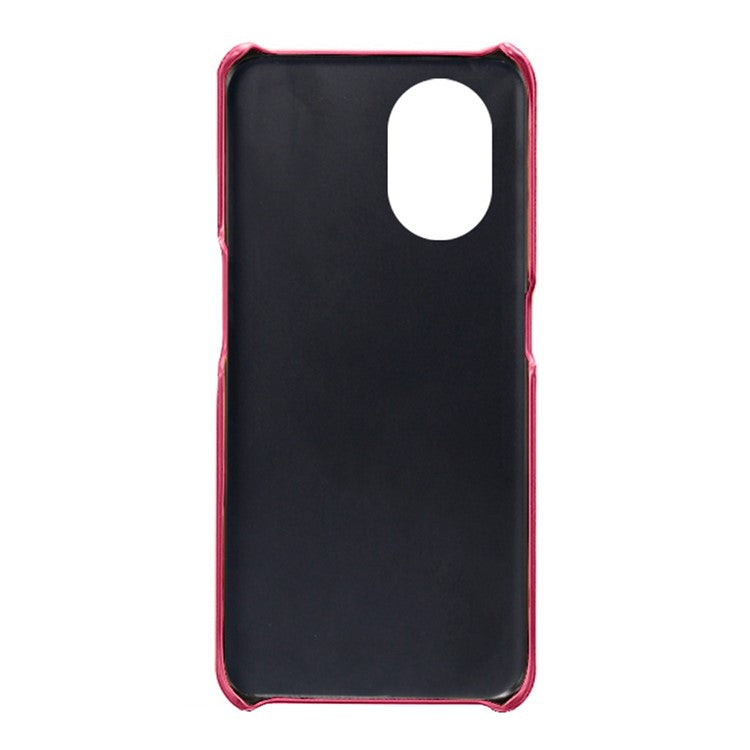 PU Leather Coated Hard PC Case for Oppo Reno8 Lite 5G, Dual Card Slots Well-protected Phone Cover - Rose