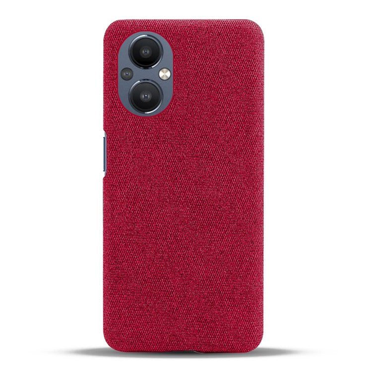 Protective Case for Oppo Reno8 Lite 5G, Solid Color Anti-scratch Hard PC+Cloth Phone Cover - Red