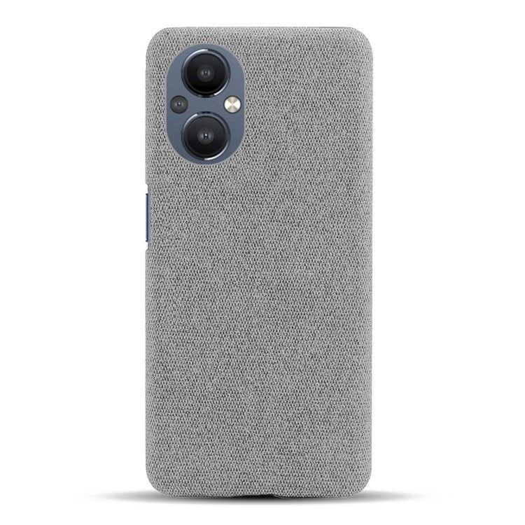 Protective Case for Oppo Reno8 Lite 5G, Solid Color Anti-scratch Hard PC+Cloth Phone Cover - Light Grey