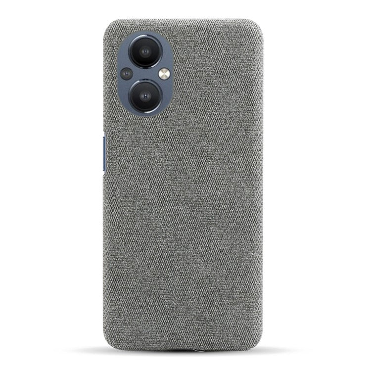 Protective Case for Oppo Reno8 Lite 5G, Solid Color Anti-scratch Hard PC+Cloth Phone Cover - Grey