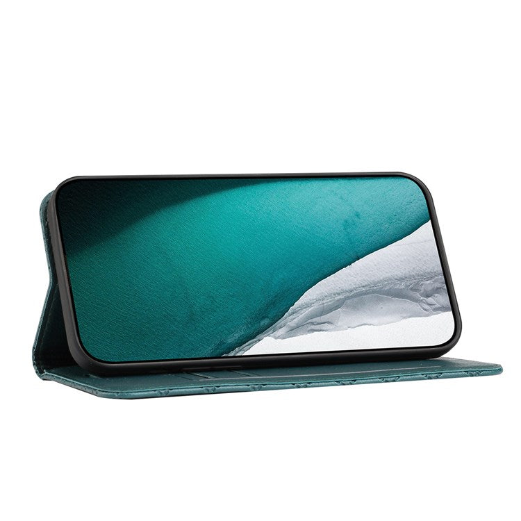 For Samsung Galaxy S22+ 5G RFID Blocking PU Leather Flip Stand Anti-drop Cover Rhombus Embossing Litchi Texture Phone Wallet Case - Green