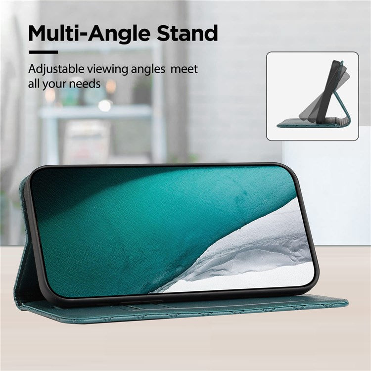 For Samsung Galaxy S22+ 5G RFID Blocking PU Leather Flip Stand Anti-drop Cover Rhombus Embossing Litchi Texture Phone Wallet Case - Green