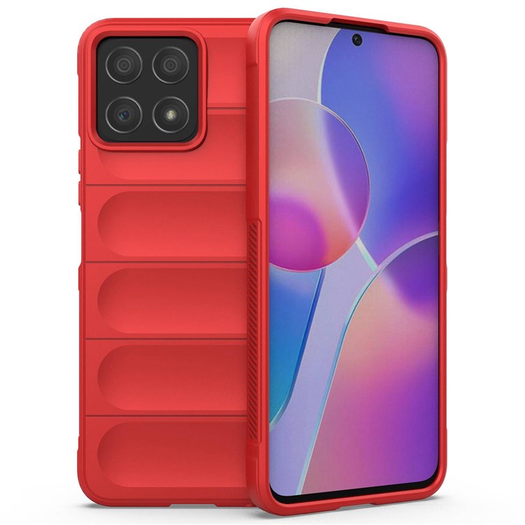 For Honor X8 4G / X30i Rugged Back Cover Anti-fall Protection Flexible TPU Phone Case - Red