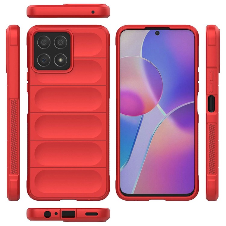 For Honor X8 4G / X30i Rugged Back Cover Anti-fall Protection Flexible TPU Phone Case - Red