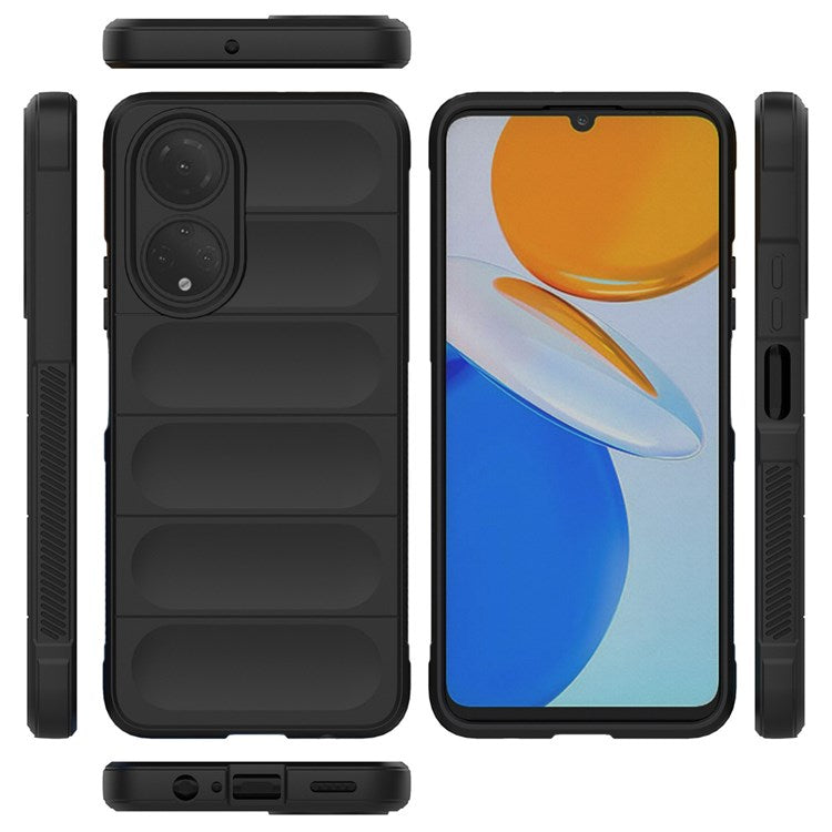For Honor X7 4G / Honor Play 30 Plus 5G Rugged Design Phone Case Impact Resistant Precise Cutout TPU Back Cover - Black