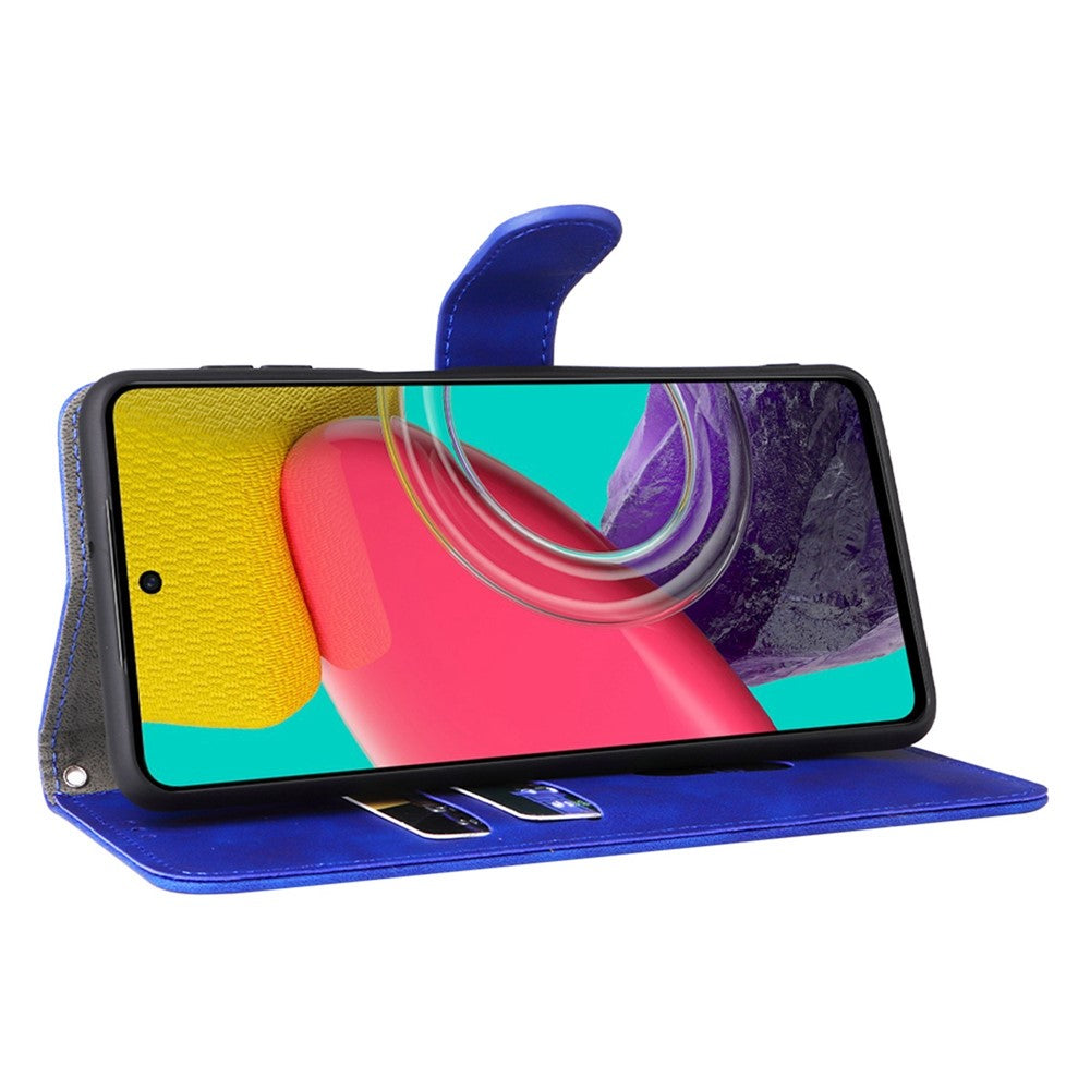 For Samsung Galaxy M53 5G Drop Proof Folio Flip Stand Wallet PU Leather Case Skin-Touch Feeling Protective Cover - Blue
