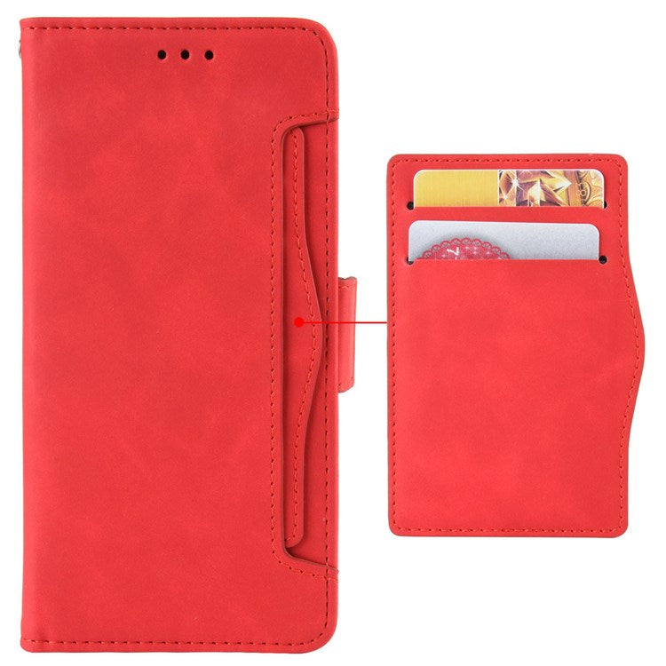 Multiple Card Slots Cell Phone Case for Realme C30 4G, PU Leather Folio Wallet and Stand Flip Cover - Red