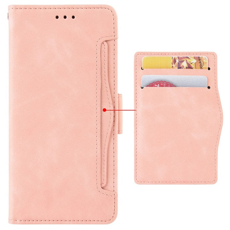 Multiple Card Slots Cell Phone Case for Realme C30 4G, PU Leather Folio Wallet and Stand Flip Cover - Pink