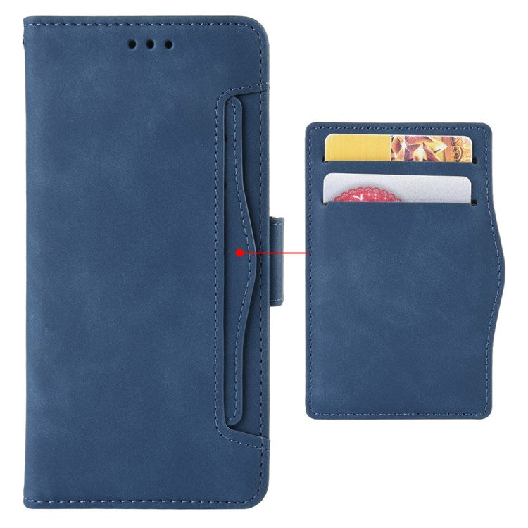 Multiple Card Slots Cell Phone Case for Realme C30 4G, PU Leather Folio Wallet and Stand Flip Cover - Blue