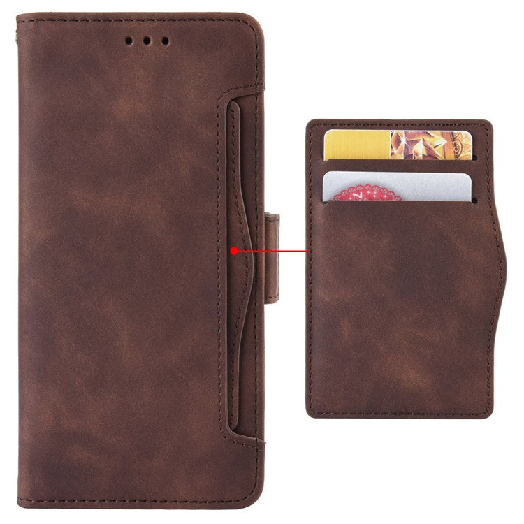 Multiple Card Slots Cell Phone Case for Realme C30 4G, PU Leather Folio Wallet and Stand Flip Cover - Brown
