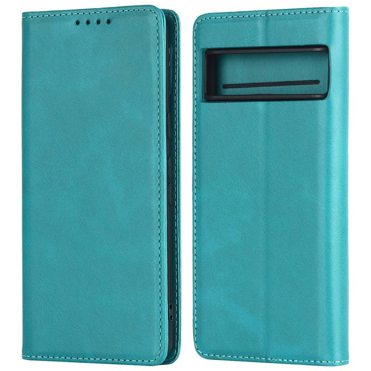 Textured PU Leather Case for Google Pixel 7 5G, Stand Wallet Design Auto Closing Magnetic Phone Cover - Sky Blue