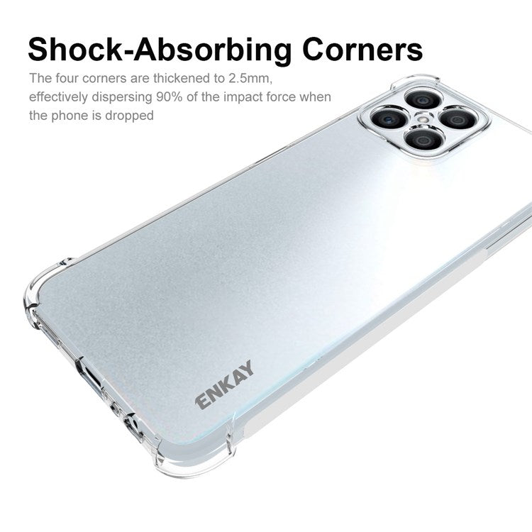 ENKAY HAT PRINCE Thickened Corners TPU Case for Honor X8 4G, Anti-slip Strip Edge Crystal Clear Anti-drop Phone Cover