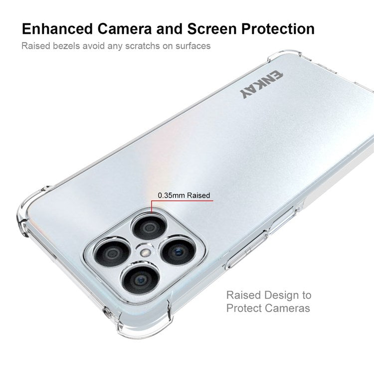 ENKAY HAT PRINCE Thickened Corners TPU Case for Honor X8 4G, Anti-slip Strip Edge Crystal Clear Anti-drop Phone Cover