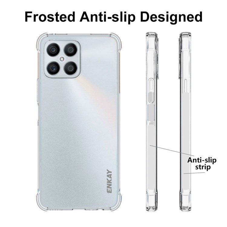 ENKAY HAT PRINCE Thickened Corners TPU Case for Honor X8 4G, Anti-slip Strip Edge Crystal Clear Anti-drop Phone Cover