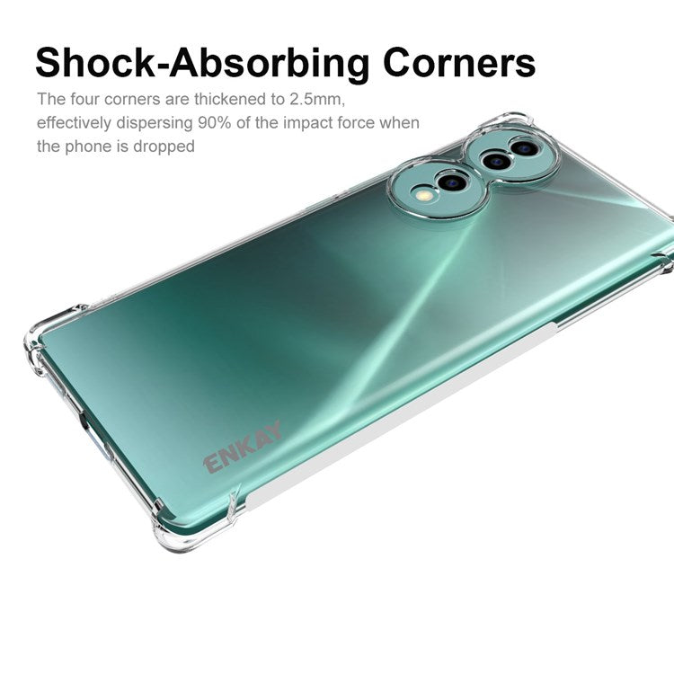 ENKAY HAT PRINCE Clear TPU Phone Case for Honor 70 5G, Thickened Corners Anti-slip Strip Edge Drop-proof Cover