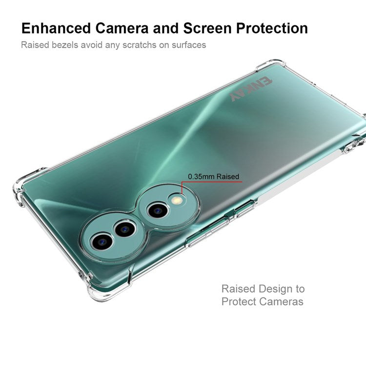 ENKAY HAT PRINCE Clear TPU Phone Case for Honor 70 5G, Thickened Corners Anti-slip Strip Edge Drop-proof Cover