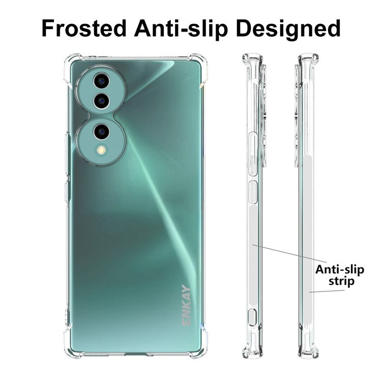 ENKAY HAT PRINCE Clear TPU Phone Case for Honor 70 5G, Thickened Corners Anti-slip Strip Edge Drop-proof Cover