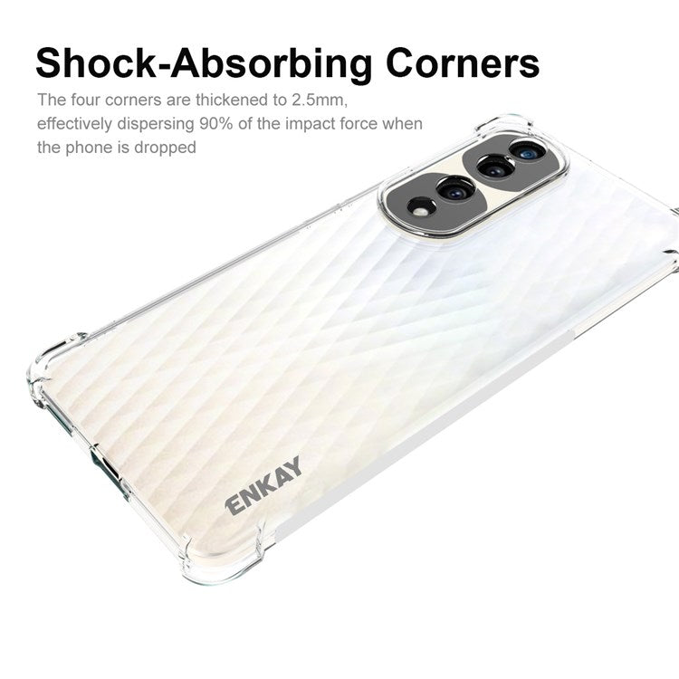 ENKAY HAT PRINCE For Honor 70 Pro 5G / 70 Pro+ 5G Transparent TPU Phone Cover Thickened Corners Anti-slip Strip Edge Protective Case