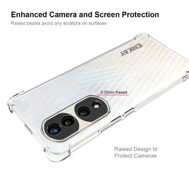 ENKAY HAT PRINCE For Honor 70 Pro 5G / 70 Pro+ 5G Transparent TPU Phone Cover Thickened Corners Anti-slip Strip Edge Protective Case