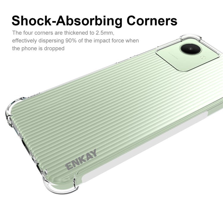 ENKAY HAT PRINCE For Realme C30 4G Thickened Corners Transparent TPU Cover Anti-fall Anti-scratch Phone Case with Anti-slip Strip Edge
