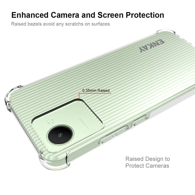 ENKAY HAT PRINCE For Realme C30 4G Thickened Corners Transparent TPU Cover Anti-fall Anti-scratch Phone Case with Anti-slip Strip Edge