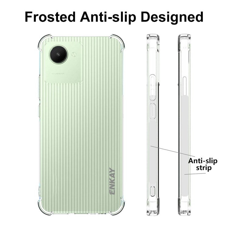 ENKAY HAT PRINCE For Realme C30 4G Thickened Corners Transparent TPU Cover Anti-fall Anti-scratch Phone Case with Anti-slip Strip Edge