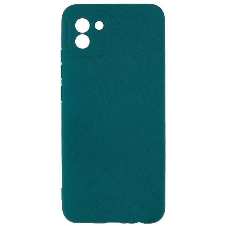 For Samsung Galaxy A03 (164.2 x 75.9 x 9.1mm) Drop-proof Soft TPU Phone Case Double-Sided Matte Mobile Phone Back Cover - Dark Green