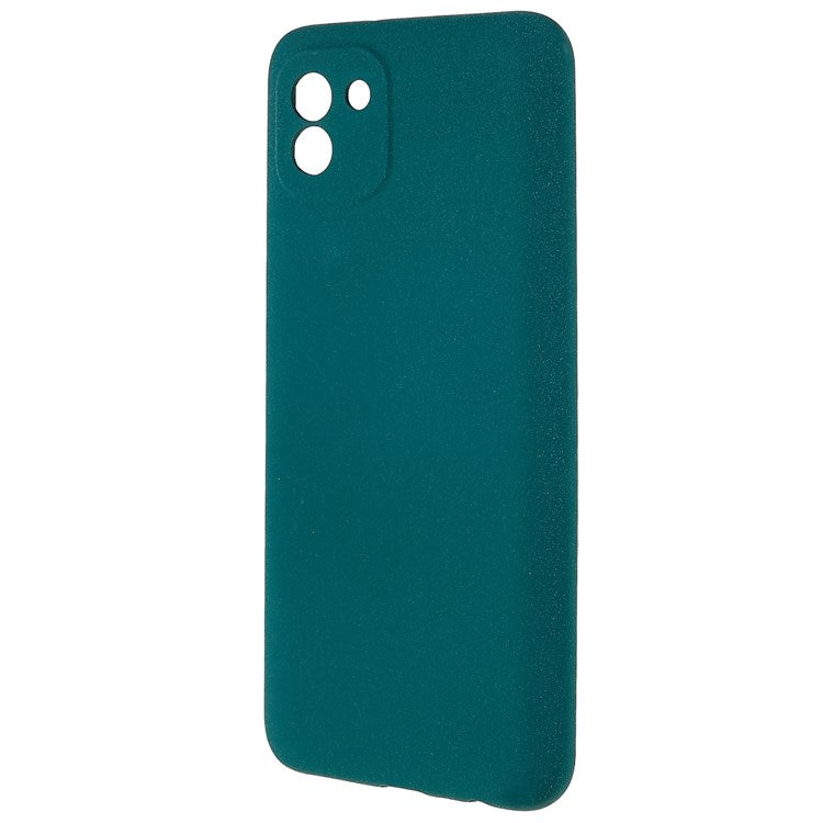 For Samsung Galaxy A03 (164.2 x 75.9 x 9.1mm) Drop-proof Soft TPU Phone Case Double-Sided Matte Mobile Phone Back Cover - Dark Green