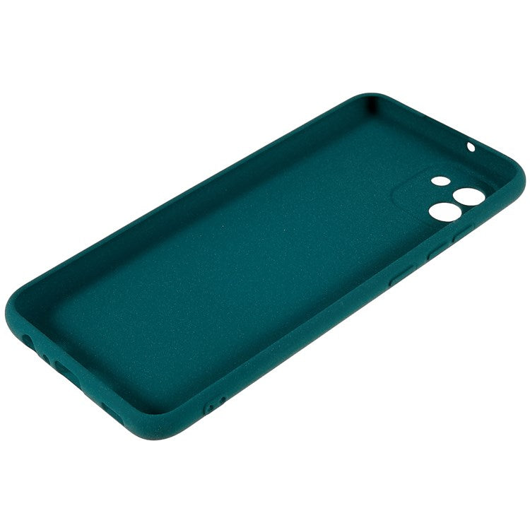 For Samsung Galaxy A03 (164.2 x 75.9 x 9.1mm) Drop-proof Soft TPU Phone Case Double-Sided Matte Mobile Phone Back Cover - Dark Green